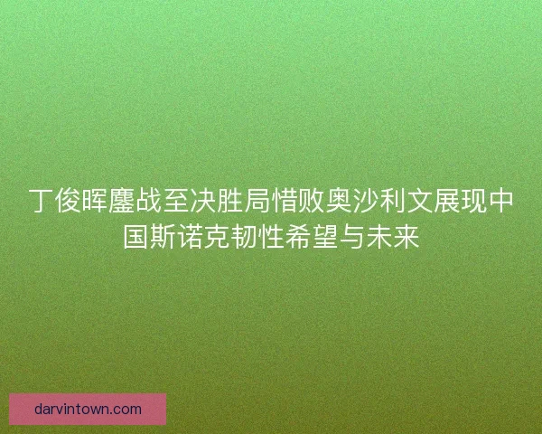 丁俊晖鏖战至决胜局惜败奥沙利文展现中国斯诺克韧性希望与未来