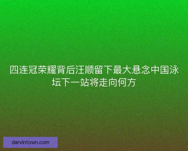 四连冠荣耀背后汪顺留下最大悬念中国泳坛下一站将走向何方