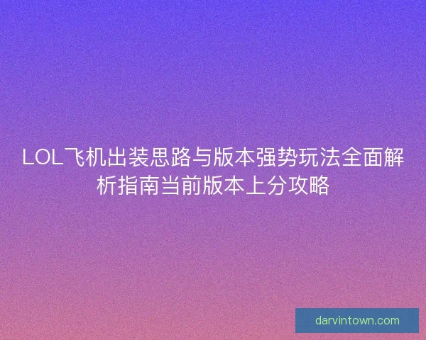 LOL飞机出装思路与版本强势玩法全面解析指南当前版本上分攻略
