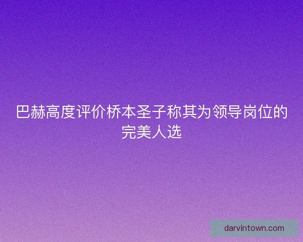 巴赫高度评价桥本圣子称其为领导岗位的完美人选
